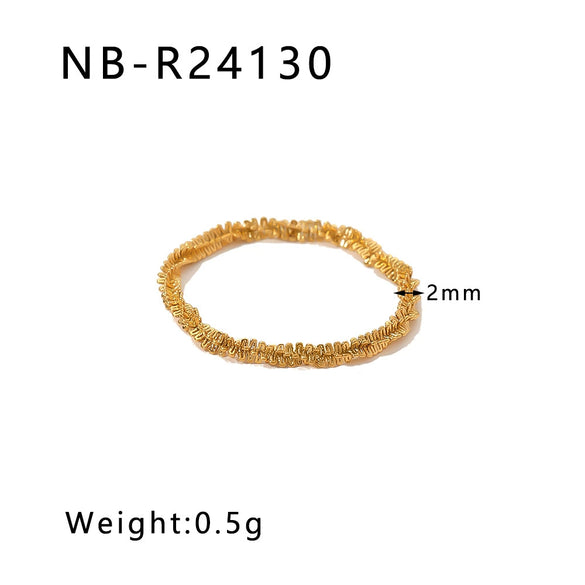 Wholesale Exaggerated Bump Irregular Geometric Stainless Steel Ring With Leaf Wave Geometric Pattern Electroplated