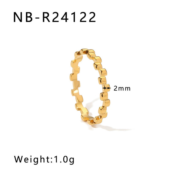 Wholesale Exaggerated Bump Irregular Geometric Stainless Steel Ring With Leaf Wave Geometric Pattern Electroplated