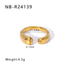 Wholesale Exaggerated Bump Irregular Geometric Stainless Steel Ring With Leaf Wave Geometric Pattern Electroplated