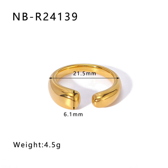 Wholesale Exaggerated Bump Irregular Geometric Stainless Steel Ring With Leaf Wave Geometric Pattern Electroplated