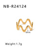 Wholesale Exaggerated Bump Irregular Geometric Stainless Steel Ring With Leaf Wave Geometric Pattern Electroplated