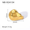 Wholesale Exaggerated Bump Irregular Geometric Stainless Steel Ring With Leaf Wave Geometric Pattern Electroplated