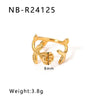 Wholesale Exaggerated Bump Irregular Geometric Stainless Steel Ring With Leaf Wave Geometric Pattern Electroplated
