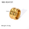 Wholesale Exaggerated Bump Irregular Geometric Stainless Steel Ring With Leaf Wave Geometric Pattern Electroplated