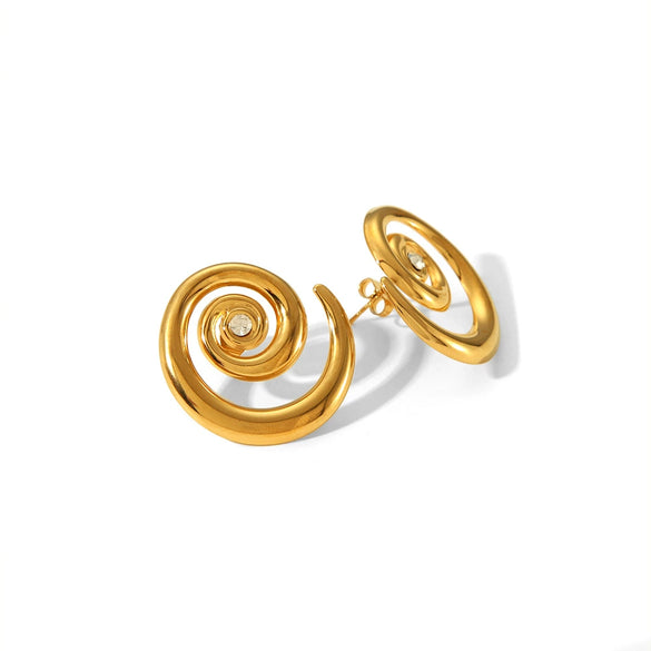 Wholesale Exaggerated Conch Shaped Women's Earrings Made Of High Grade Stainless Steel With Electroplating Pvd Vacuum Real Gold Treatment