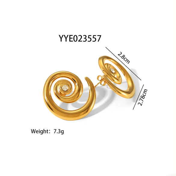 Wholesale Exaggerated Conch Shaped Women's Earrings Made Of High Grade Stainless Steel With Electroplating Pvd Vacuum Real Gold Treatment