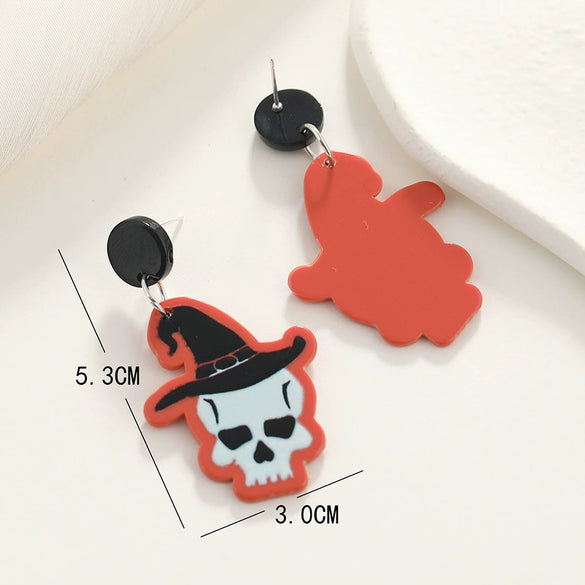 Wholesale Exaggerated Creative Acrylic Skull Earrings For Halloween With Simple Retro And Fun Design