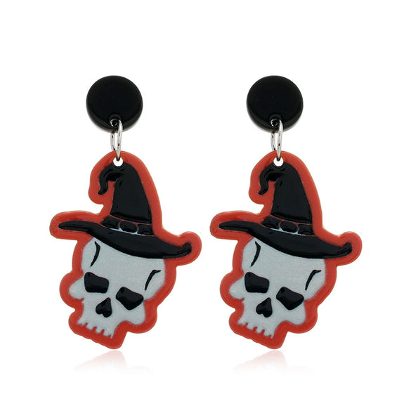 Wholesale Exaggerated Creative Acrylic Skull Earrings For Halloween With Simple Retro And Fun Design