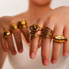 Wholesale Exaggerated Design Stainless Steel 18K Gold Plated Casting Geometric Ring With Niche Design Sense