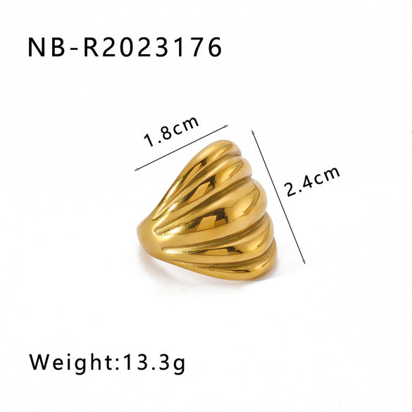Wholesale Exaggerated Design Stainless Steel 18K Gold Plated Casting Geometric Ring With Niche Design Sense