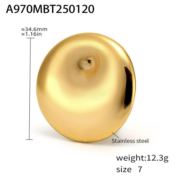 Wholesale Exaggerated Fashionable Open Ring In Stainless Steel With Geometric Pattern Pvd Electroplated 18K True Gold For Women