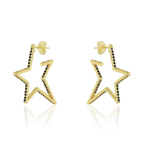 Wholesale Exaggerated Fivepointed Star Earrings For Women S925 Sterling Silver Light Luxury Style Electroplated