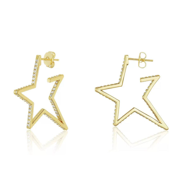 Wholesale Exaggerated Fivepointed Star Earrings For Women S925 Sterling Silver Light Luxury Style Electroplated