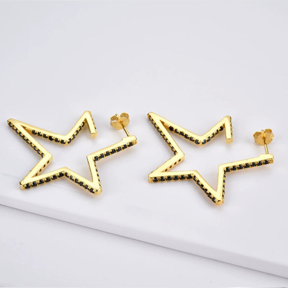 Wholesale Exaggerated Fivepointed Star Earrings For Women S925 Sterling Silver Light Luxury Style Electroplated