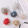 Wholesale Exaggerated Flower Handmade Beaded Alloy Ear Clip Woven Transparent Crystal Snowflake Earrings