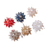 Wholesale Exaggerated Flower Handmade Beaded Alloy Ear Clip Woven Transparent Crystal Snowflake Earrings