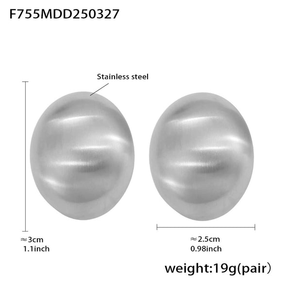 Wholesale Exaggerated Frosted Glossy Geometric Oval Titanium Steel Electroplated Earrings For Women