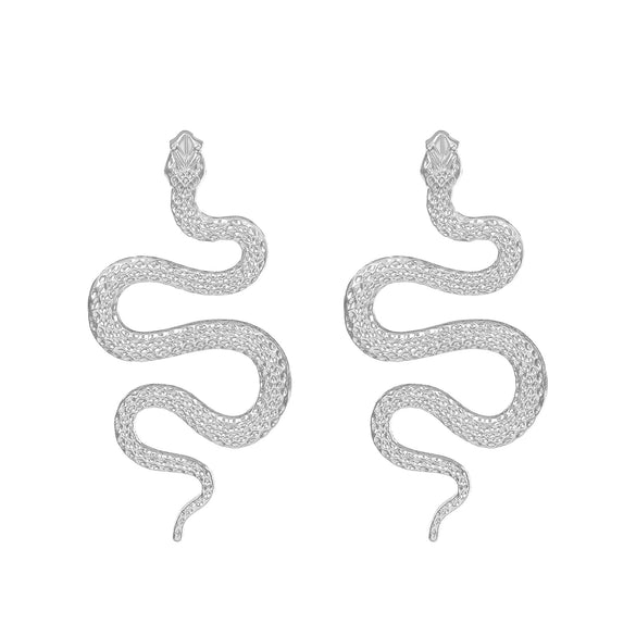 Wholesale Exaggerated Geometric Alloy Carved Snake Earrings For Women With Electroplating Treatment