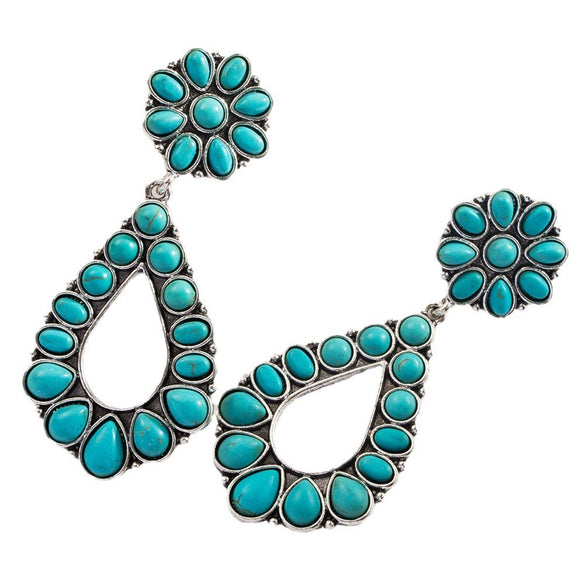 Wholesale Exaggerated Geometric Alloy Earrings Set With Turquoise