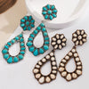 Wholesale Exaggerated Geometric Alloy Earrings Set With Turquoise