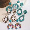 Wholesale Exaggerated Geometric Alloy Earrings Set With Turquoise