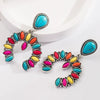 Wholesale Exaggerated Geometric Alloy Earrings Set With Turquoise