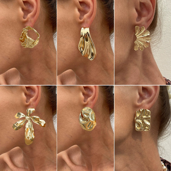 Wholesale Exaggerated Geometric Alloy Earrings With Electroplating For Women