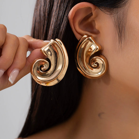 Wholesale Exaggerated Geometric Alloy Earrings With Electroplating For Women