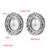 Wholesale Exaggerated Geometric Alloy Raffia Pearl Inlaid Oval Stud Earrings For Women