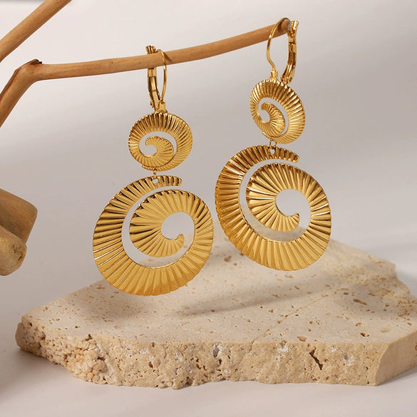 Wholesale Exaggerated Geometric Drop Shape Stainless Steel Electroplated Ear Jewelry For Women