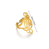 Wholesale Exaggerated Geometric Hollow Flower Stainless Steel 18K Goldplated Asymmetric Ring For Women With Leaves And Wave Pattern