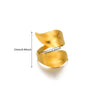 Wholesale Exaggerated Geometric Hollow Flower Stainless Steel 18K Goldplated Asymmetric Ring For Women With Leaves And Wave Pattern