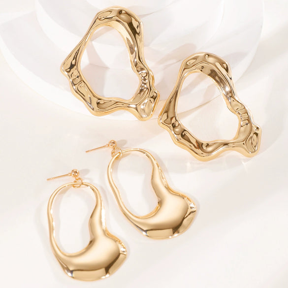 Wholesale Exaggerated Geometric Iron Electroplated Earrings And Necklaces For Women