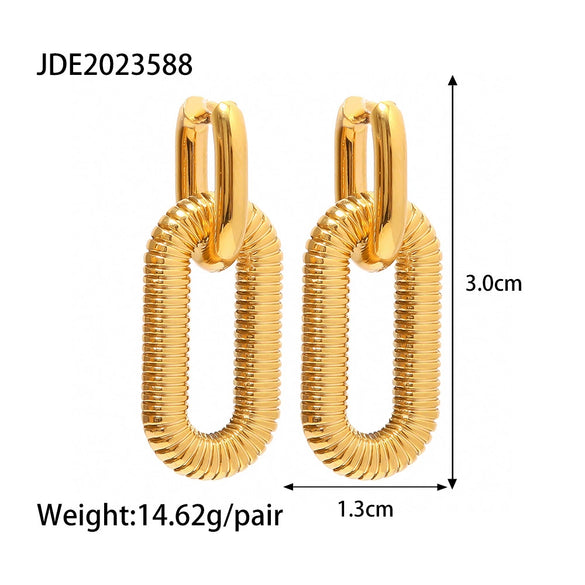 Wholesale Exaggerated Geometric 18K Goldplated Stainless Steel Chain Earrings For Women With Electroplating Treatment