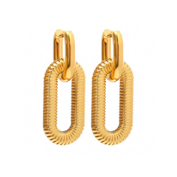 Wholesale Exaggerated Geometric 18K Goldplated Stainless Steel Chain Earrings For Women With Electroplating Treatment