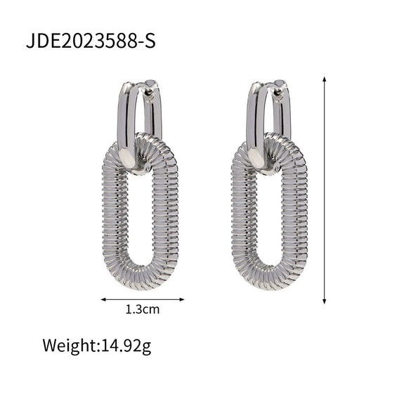 Wholesale Exaggerated Geometric 18K Goldplated Stainless Steel Chain Earrings For Women With Electroplating Treatment