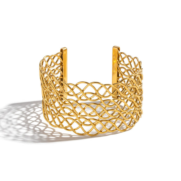 Wholesale Exaggerated Geometric Line Braided Electroplated Stainless Steel Waterproof Jewelry Bracelets Accessories