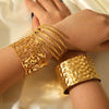 Wholesale Exaggerated Geometric Open Bracelet In Stainless Steel With Pvd Furnace Real Gold Electroplating