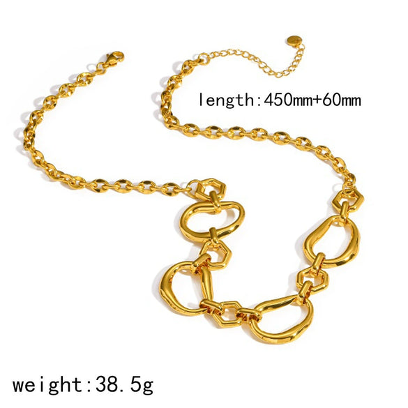 Wholesale Exaggerated Geometric Stainless Steel Electroplated Jewelry Set For Women Including Bracelet And Necklace