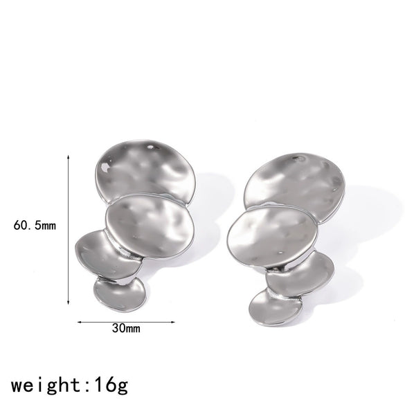 Wholesale Exaggerated Geometric Stainless Steel Vacuum Electroplated Earrings For Women