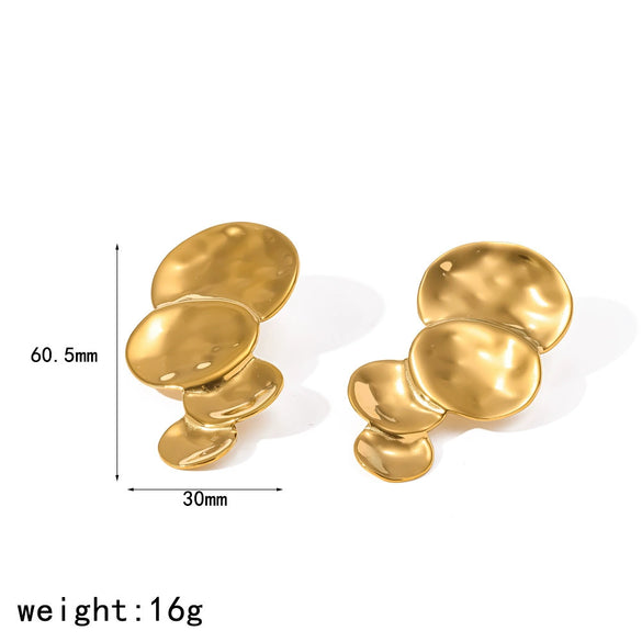 Wholesale Exaggerated Geometric Stainless Steel Vacuum Electroplated Earrings For Women