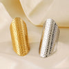 Wholesale Exaggerated Geometric Wide Face Ring In Stainless Steel With Hammer Pattern And Electroplating For Men And Women