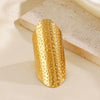 Wholesale Exaggerated Geometric Wide Face Ring In Stainless Steel With Hammer Pattern And Electroplating For Men And Women