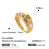 Wholesale Exaggerated Geometric Zircon Ring In Stainless Steel With Electroplating For Women