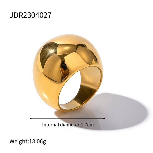 Wholesale Exaggerated Geometric Zircon Ring In Stainless Steel With Electroplating For Women