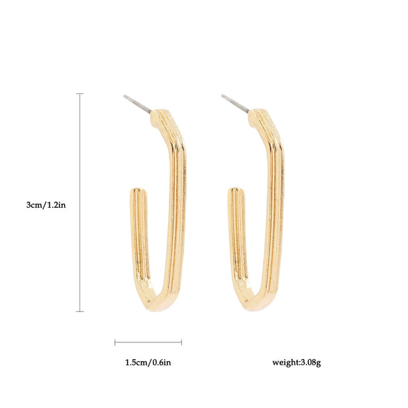 Wholesale Exaggerated Golden Semiround Oversized Bamboo Twist Curved Alloy Electroplated Earrings