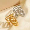 Wholesale Exaggerated Heavy Lines Open Ring In Stainless Steel With Geometric Style And Gold Plated Electroplating