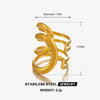 Wholesale Exaggerated Heavy Lines Open Ring In Stainless Steel With Geometric Style And Gold Plated Electroplating
