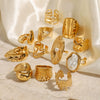 Wholesale Exaggerated High Grade Golden Pearl Ring And Titanium Steel Bracelet In Geometric Style Made Of Stainless Steel With Electroplating