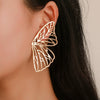 Wholesale Exaggerated Hollow Butterfly Wings Alloy Earrings Electroplated Women's Trendy Fan Creative